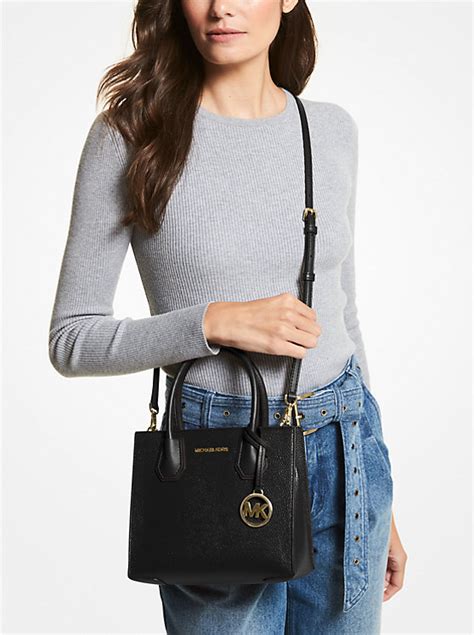 michael kors mercer medium leather messenger crossbody bag|Michael Kors pebbled leather handbags.